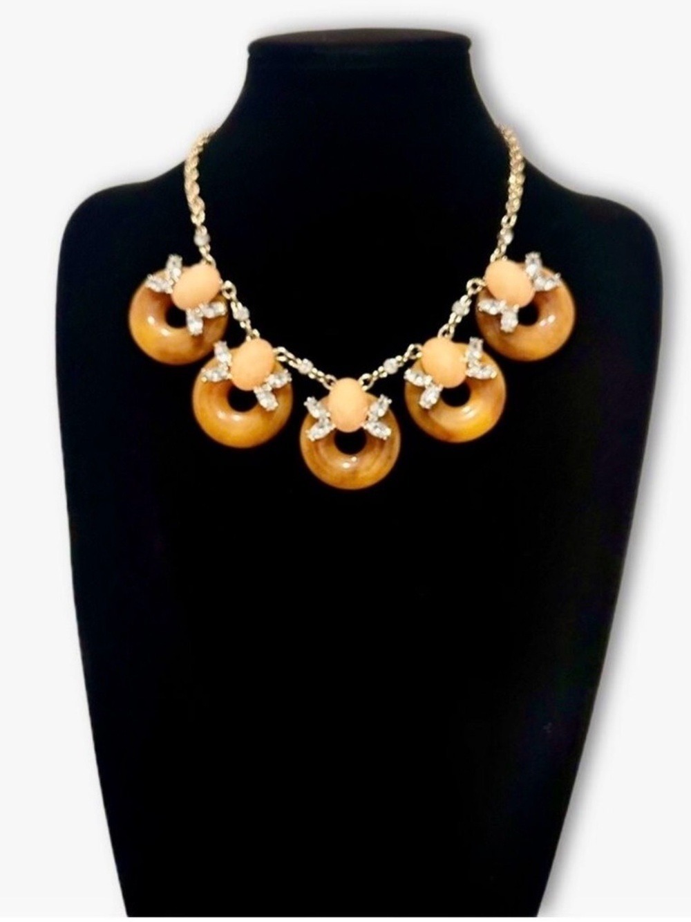 LEE ANGEL Neiman Marcus Tortoise Crystal Statement Bib Necklace